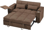 65-inch Multifunctional Loveseat Pull Out Sleeper Sofabed W/Cupholders, Oversized 3-in-1 Convertible Love Seat with Pull-Out Sleeper Couch Bed, Storage, USB Ports, Side Table for Living Room Bedroom