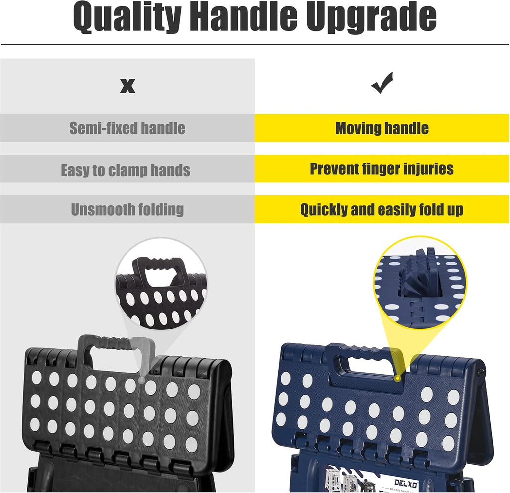 Delxo Folding Step Stool, Heavy Duty Foldable Stool for Adults,Premium Portable Collapsible Plastic Step Stool,Non Slip Folding Stools for Kitchen Bathroom Bedroom (16 inch+18 inch)