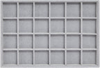 Juvale Velvet Jewelry Organizer Tray - Earring Tray Insert with 24 Compartments - Stackable Jewelry Drawer Organizer - Includes Bracelet Holder Slots - Gray, 14 x 10 in