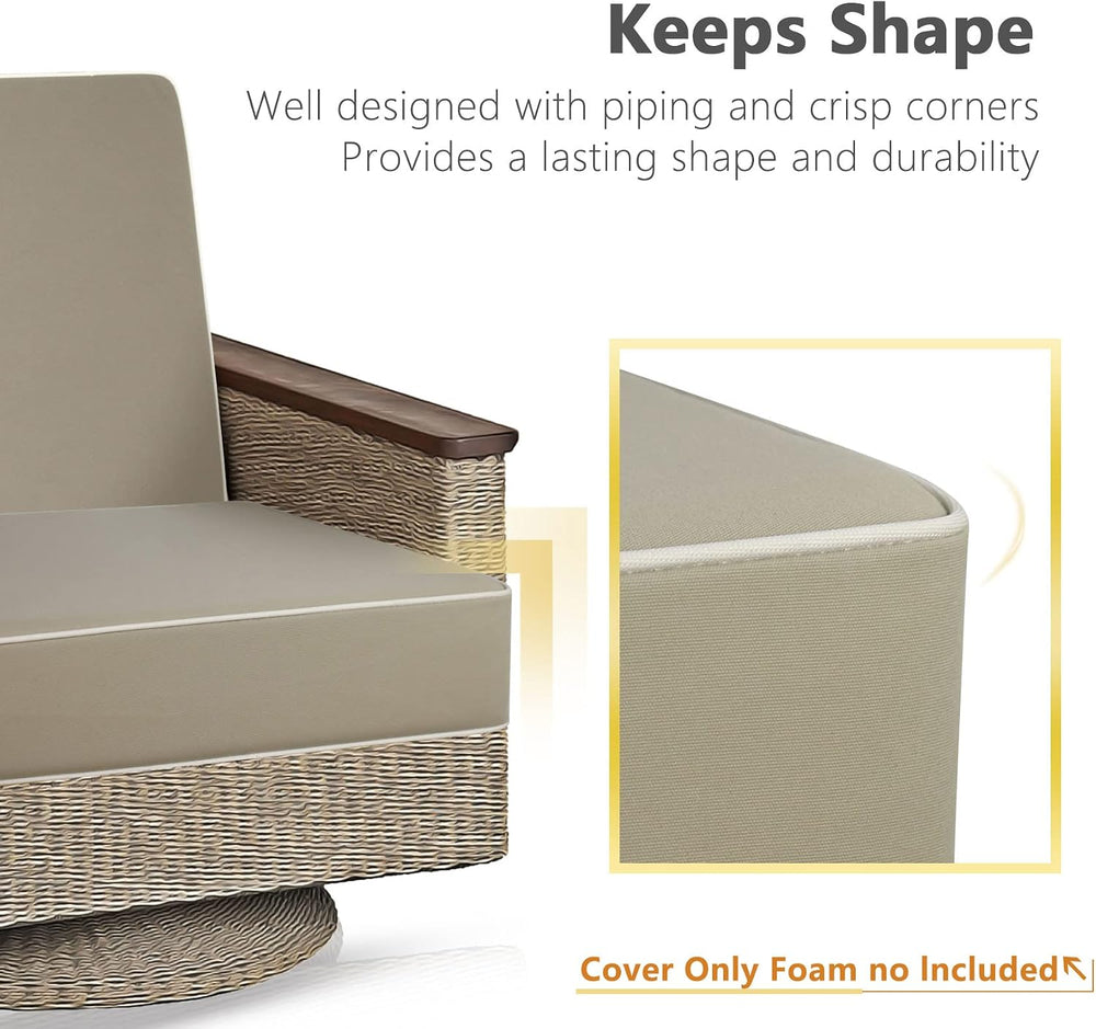 Porch Shield Patio Seat Cushion Covers 4 Packs, 19"x19"x4", Beige