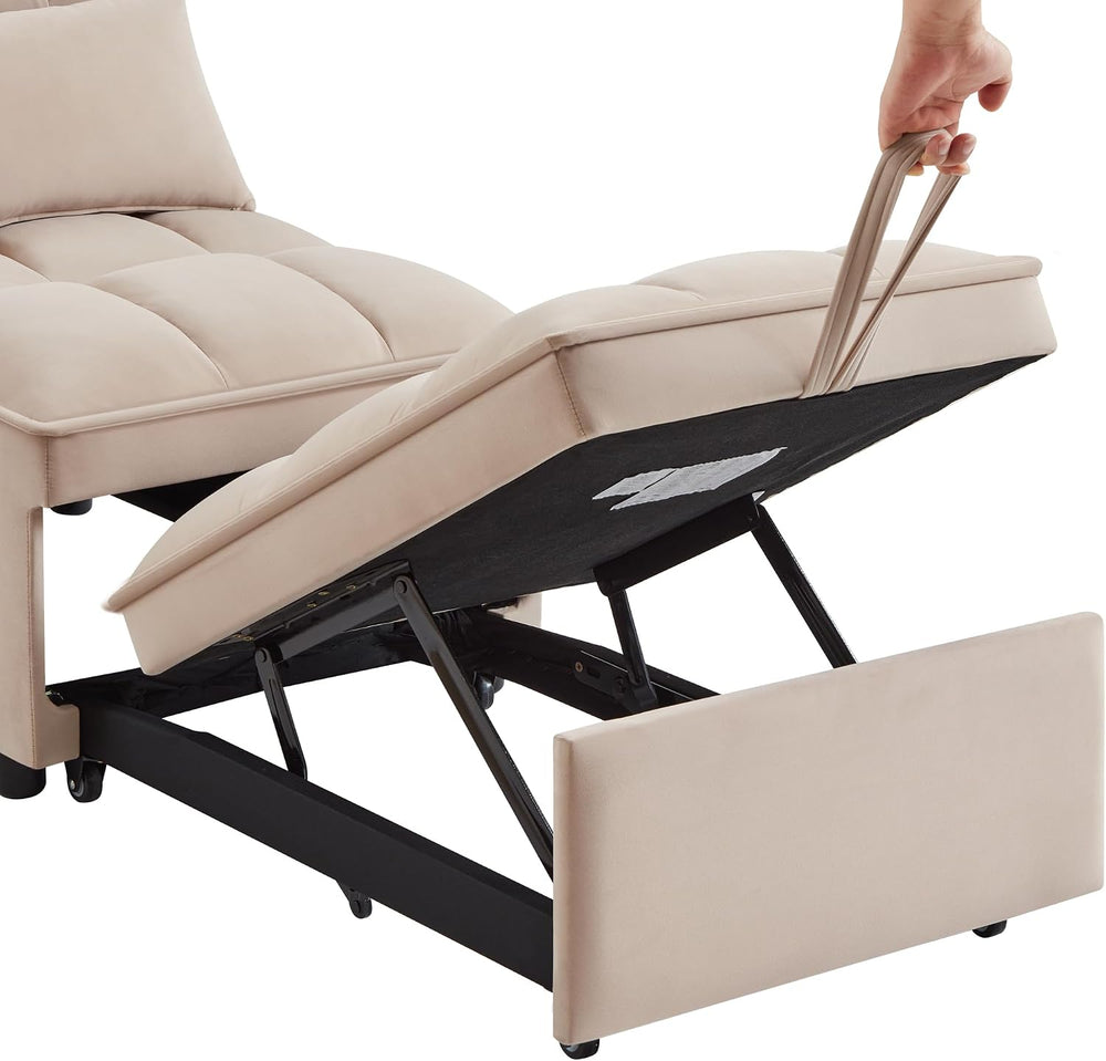 4-in-1 Folding Convertible Chair Sofa Bed,Taupe