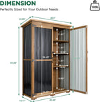 Outdoor Storage Cabinet Waterproof with Shelves, Outdoor Storage Shed Garage Cabinet Weatherproof, Wood & Metal Outside Patio Backyard Garden Pool Storage Tool Organizer