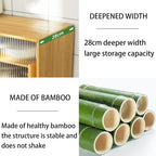 Bamboo Countertop Storage Cabinet Kitchen Pantry with Large Capacity & Acrylic Sliding Door Bread Container for Kitchen Creative idea(Brown)