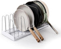 YouCopia StoreMore Expandable Cookware Rack with Tall Steel Wires, 12.5"-22" Wide Adjustable Pan Organizer for Kitchen Cabinet Storage, Premium Edition