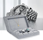12 Grids Velvet Watch Tray Watch Holder Organizer Storage Tray For Men Women (Gray)