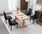 KCC Velvet Dining Chairs Set of 4, Upholstered High-end Tufted Dining Room Chair with Nailhead Back Ring Pull Trim Solid Wood Legs, Nikki Collection Modern Style for Kitchen, Black