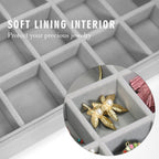Velvet Jewelry Tray 48 Grid Jewelry Display Tray Organizer Box with Transparent Lid Rings Earrings Necklaces Pendants Display Box Suitable for Women and Girls (Grey)