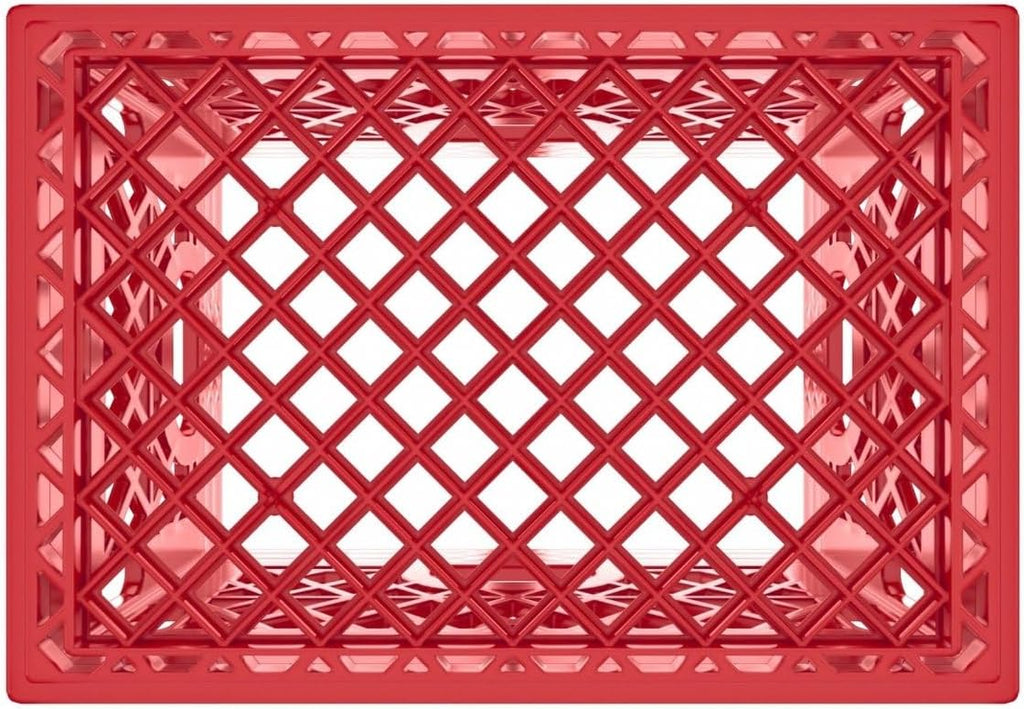 Heavy Duty Plastic Storage Milk Crates, Stackable Utility Organizer Bins, 19x11x13 Inches, 6 Pack, Made in USA, 24 Qt/6 Gallon Capacity (Red)