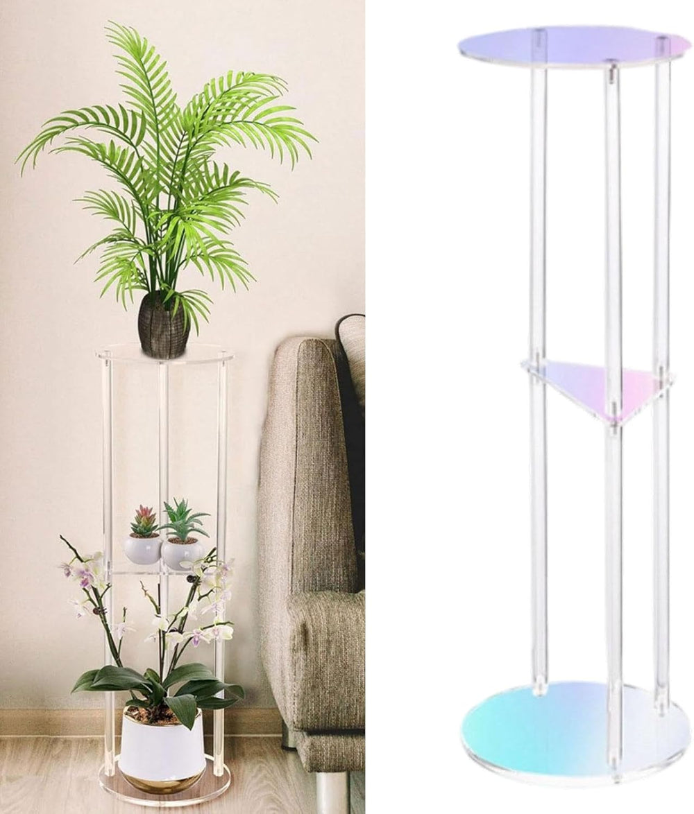 Acrylic Side Table, 3-Tier Modern End Table 20x20x60cm (7.9x7.9x23.6in) for B...