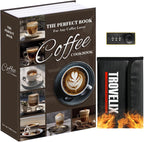 Diversion Safe Book Safe with Combination Lock, Hidden Safe (10.55 x 7.95 x 2.62 Inch) in Coffee Color, Steel Material, Waterproof and Fireproof with Fireproof Bag