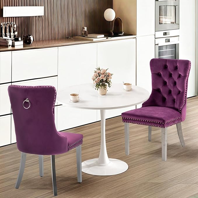 SoarFlash Kitchen Table and Chairs for 2, 24" Dining Table Set for 2 with Velvet Upholstered Chairs, 3 Piece Round Kitchen Table Set, Dining Room Table Set for Small Space, Apartment