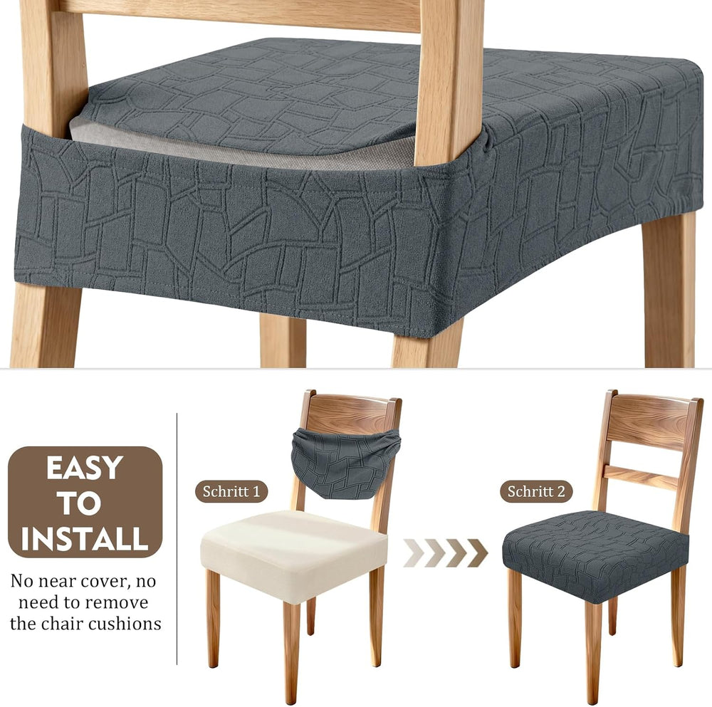 ZNSAYOTX Waterproof Dining Chair Seat Covers Set of 6, Stretch Fit Seat Slipc...
