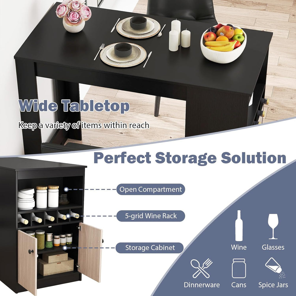 Giantex 48" Dining Table, Counter Height Bar Table with Storage Cabinet,...
