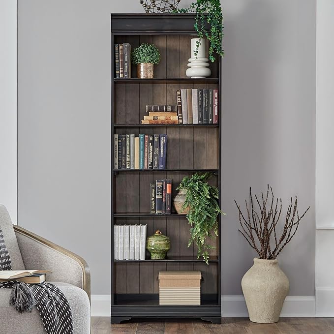 Liberty Furniture Meritage 84 Inch Bookcase for Home Office - Aged Charcoal w...