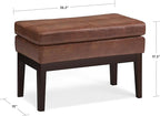 SIMPLIHOME Carlson Ottoman Bench Solid Pine Wood Frame with Faux Leather Upholstery for Living Room, Bedroom, Entryway, 26.4 x 15 x 17.5 inches, Distressed Saddle Brown