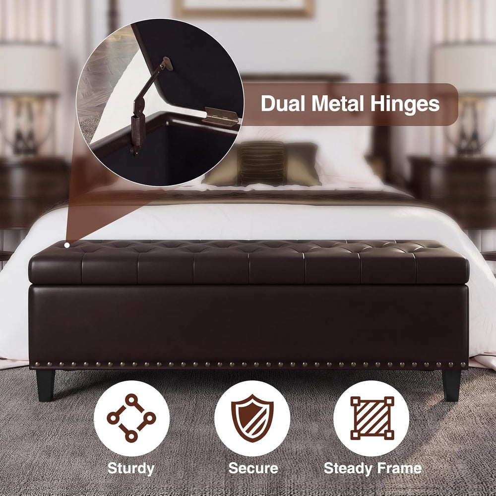 FiveWillowise 51 Inch Storage Ottoman Bench,Large End of Bed Storage Bench | ...