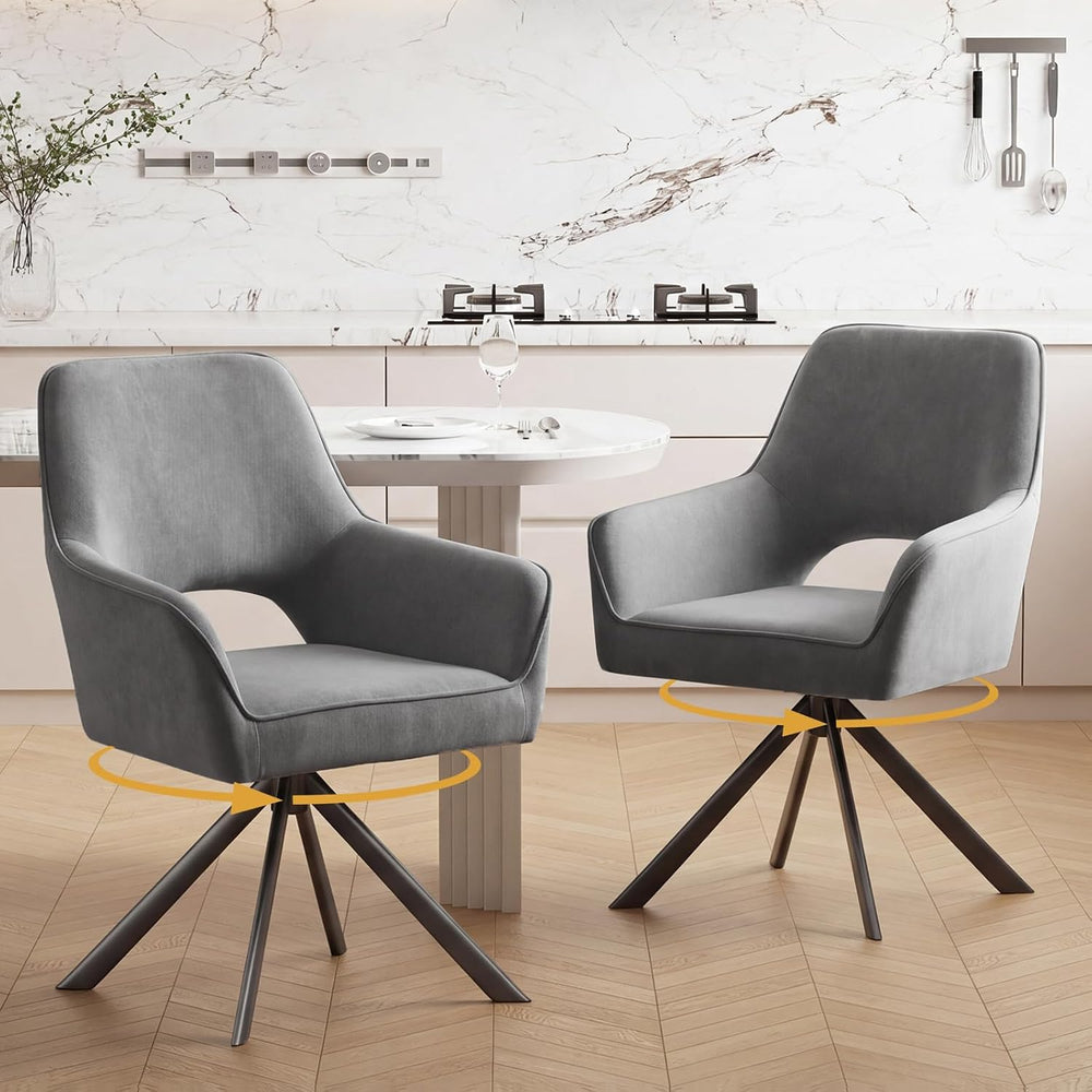 Furniliving Modern Swivel Dining Chairs Set of 2, Upholstered Chenille Dining...