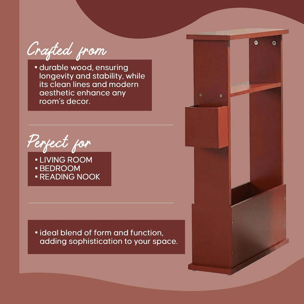 Kings Brand Furniture Narrow Side Table with Storage Shelf, Slim End Table wi...