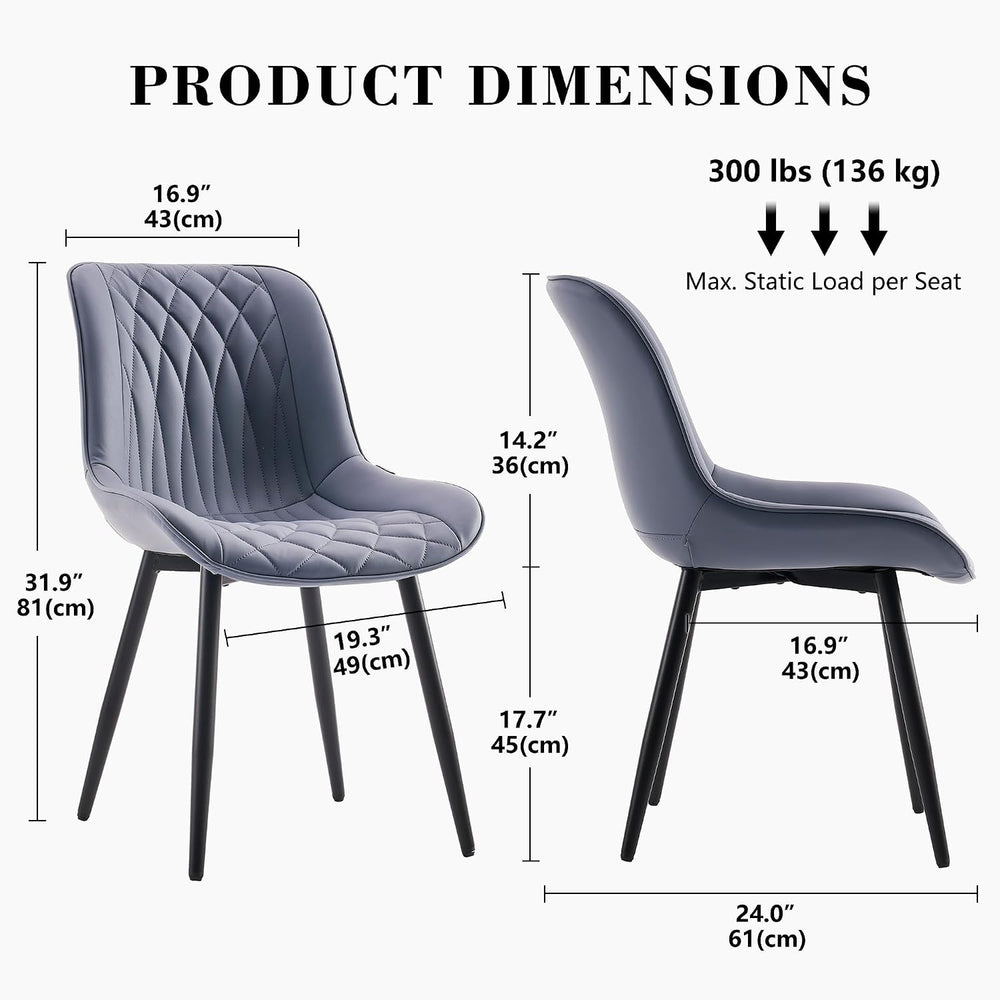 Rowill Dining Chairs Set of 2 Modern Faux Leather Kitchen Chairs with Thicken...