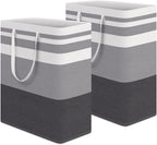 HomeHacks 2-Pack Large Laundry Basket, Waterproof, Freestanding Laundry Hamper, Collapsible Tall Clothes Hamper with Extended Handles for Clothes in The Dorm and Family Gradient Grey, 125L