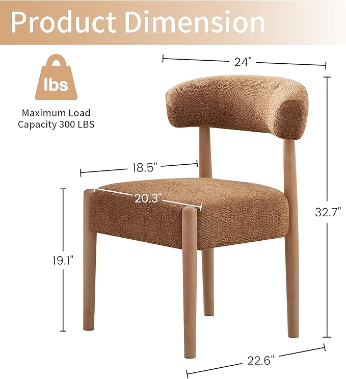 VKNOW Wooden Dining Chairs Set of 6, Modern Upholstered Dining Room Chairs wi...
