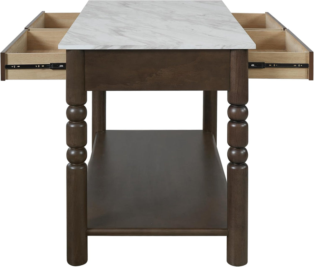 Merax Kitchen Island with Storage, 4 Drawers, Farmhouse Wood Island Table | K...