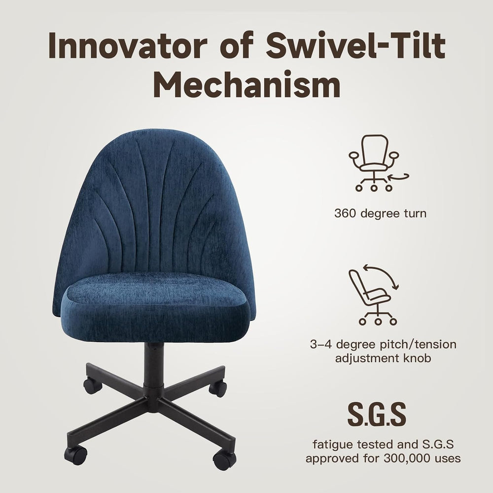 Chromcraft Set of 2 Chairs, Chairs with Soft Wheels for Kitchen Room