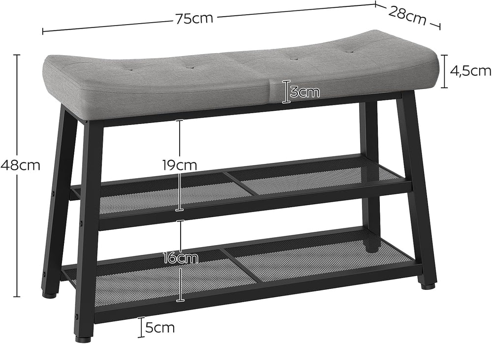 YATINEY Shoe Bench, 3-Tier Shoe Rack, Entryway Bench with Storage and Cushion...