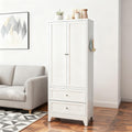 72" Tall 27.5" Wide Large Pantry Storage Cabinet, Modern Metal Kitchen Hutch Food Pantry Cabinet with 2 Drawer, 2 Doors and Adjustable Shelves for Kitchens, Dining Room, White A