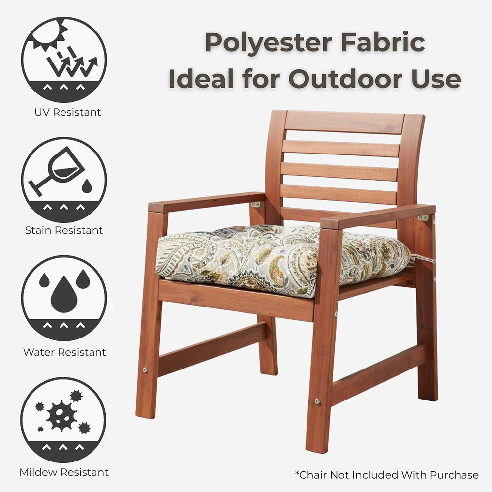 20x20 Square Tufted Outdoor Seat Cushion, Reversible Patio Chair Cushion with...