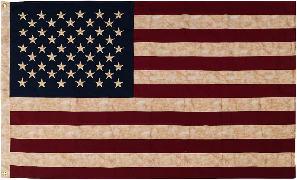 SYII Vintage American Cotton Flag 3x5 Ft, Luxury Embroidered Stars and Double...