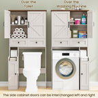 Over The Toilet Storage Cabinet, Storage Cabinet Over Toilet with Double Doors & Toilet Paper Holder Stand, Freestanding Toilet Shelf Space Saver with Anti-Tip Design & Adjustable Shelf, White