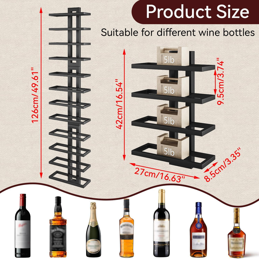 IBUYKE Wall Mounted Wine Rack 12 Bottle,Metal Storage Rack,Black TMJ909B | Wi...