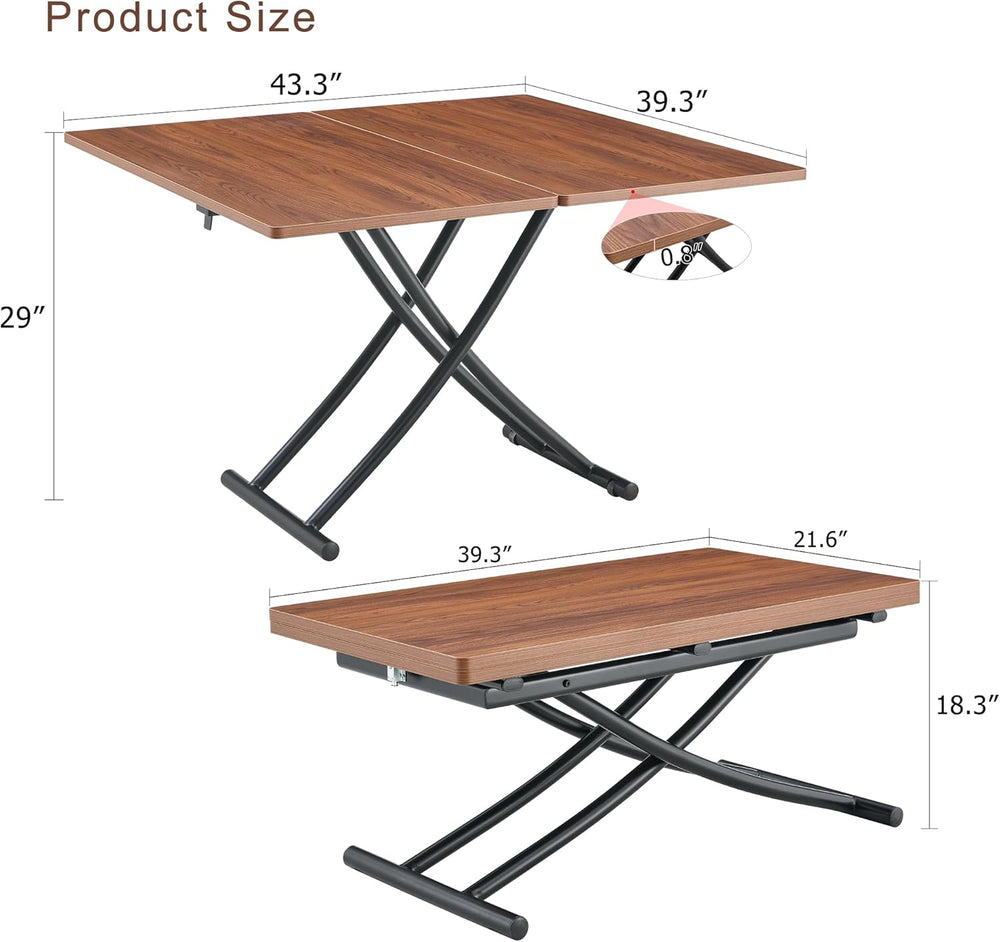 Multifunctional Height-Adjustable Folding Table - Coffee to Dining Transforme...