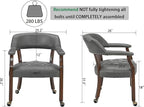 LEEMTORIG Large Dining Chairs with Casters and Arms, Rolling Dining Chairs with Wheels, Accent Wood Boss Caption's Chairs, 26" D x 25.2" W x 31.5" H, Cherry Legs & Dark Grey Fabric SY-1533-GY