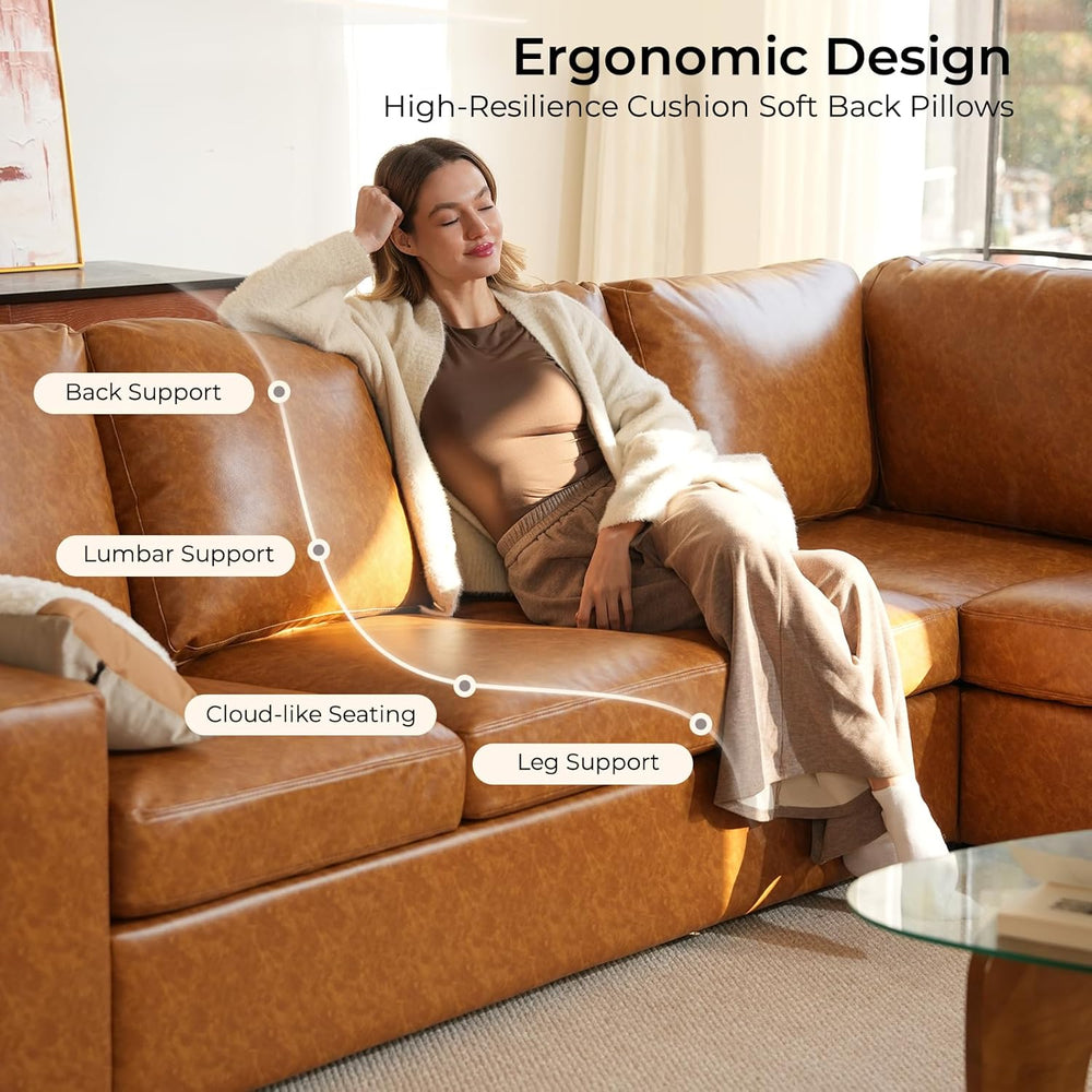 ELUCHANG 113" V-Shaped Modular Sectional Sofa Couch, Modern 4-Seat Premi...