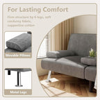 Flamaker Futon Sofa Bed Modern Folding Futon Set Convertible Recliner Lounge for Living Room with 2 Cup Holders, Removable Armrests (Corduroy, Marble Grey)