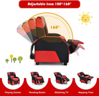 Costzon Kids Recliner, Gaming Recliner Chair w/Footrest, Headrest & Lumbar Support, Ergonomic Leather Lounge Chair for Living & Gaming Room, Adjustable Racing Style Sofa for Children Boys Girls, Red