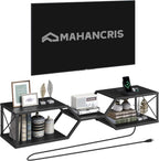 MAHANCRIS Floating TV Stand with Power Outlet, Wall-Mounted TV Shelf with X-Shaped Frame, Floating Entertainment Center with Storage, for Living Room, Bedroom, Black TVBK301E01
