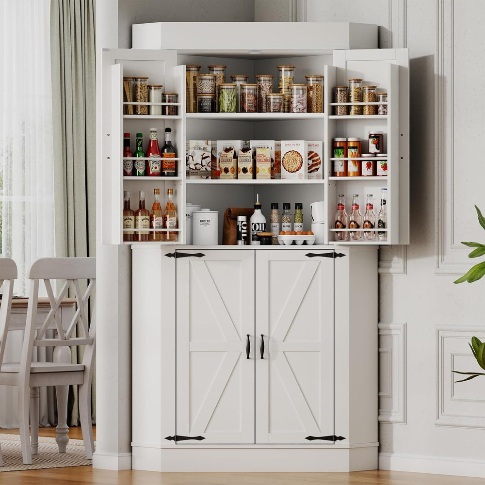 Gyfimoie Corner Cabinet,Kitchen Pantry Storage Cabinet,Freestanding Buffet Hu...