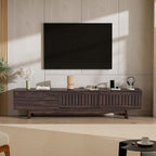 Mid Century Modern TV Stand for 85 Inch TVs, 78.7" Entertainment Center with Storage & Power Outlet, Media Console w/Drawers and Sliding Door, Television Stands for Living Room, Walnut