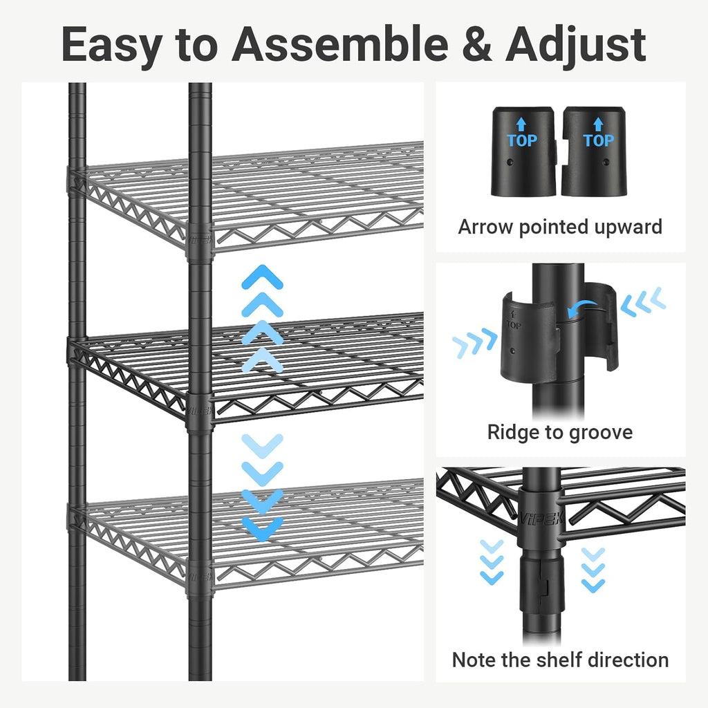 VIPEK S1 8Tier Shoe Rack, Metal Durable Heavy Duty Shoe Organizer, Black | Large Capacity Up to 24 Pairs, Adjustable & Detachable Shoe Shelves for Entryway/Bedroom/Closet, Holds Up to 544 lbs