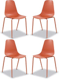 Poly & BARK Isla Stackable Dining Chairs Set of 4 – Mid Century Modern Plastic Dining Chair with Metal Legs – Kitchen & Dining Room Chairs – Dining Table Chairs Set – Indoor/Outdoor – Coral Red