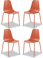 Poly & BARK Isla Stackable Dining Chairs Set of 4 – Mid Century Modern Plastic Dining Chair with Metal Legs – Kitchen & Dining Room Chairs – Dining Table Chairs Set – Indoor/Outdoor – Coral Red