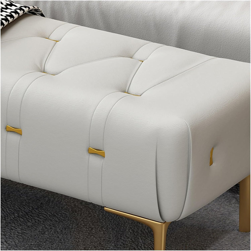 Modern Upholstered Tufted Bench with Padded Seat, Footrest Foot Stool with St...