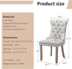 Modern Dining Chairs Set of 6, Tufted Upholstered Dining Chairs with Solid Wood Legs, Beige Linen Fabric Kitchen Chair, Sillas de Comedor, Comfy Kitchen Chair (Beige, Linen, 6Pcs)