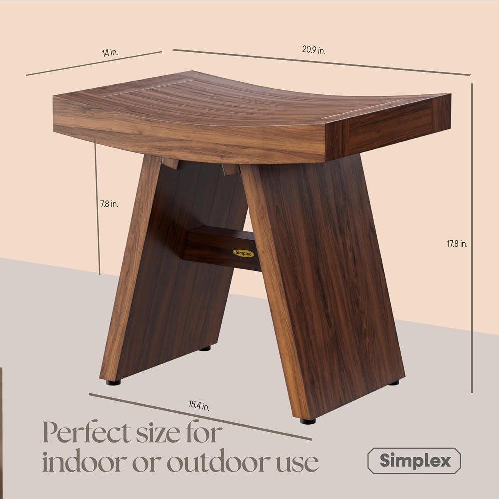 SIMPLEX 18 Inch Solid Teak Shower Stool, Indoor or Outdoor