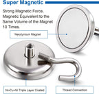DIYMAG Strong Neodymium Magnetic Hooks, 120lbs Heavy Duty Rare Earth Magnets with Hook,Strong Corrosion Protection Facilitate Hook Pack of 6