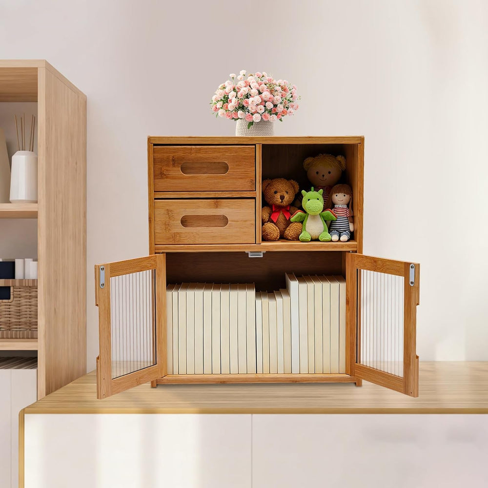 Countertop Bamboo Kitchen Pantry, 16.5*9*18.9in, Freestanding Sideboard with ...