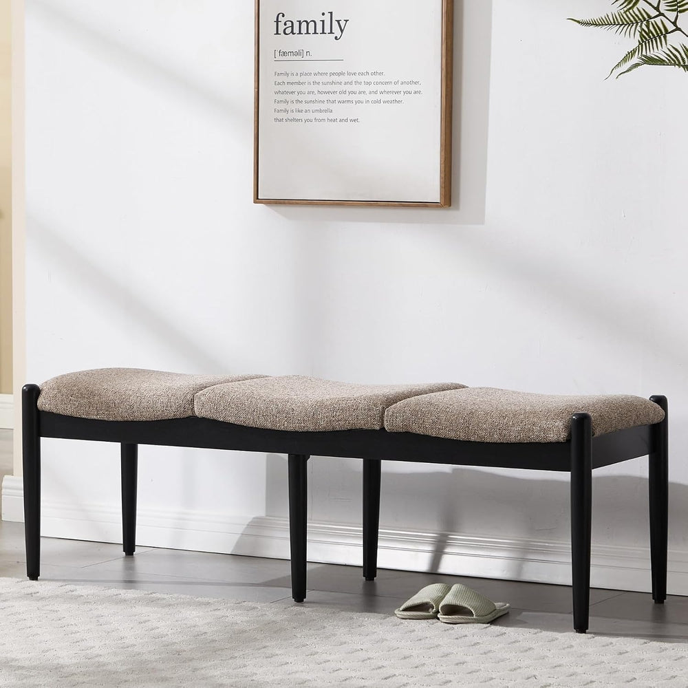 RIVOVA 54.25" Modern Ottoman Bench Upholstered Linen Bedroom End of Bed ...